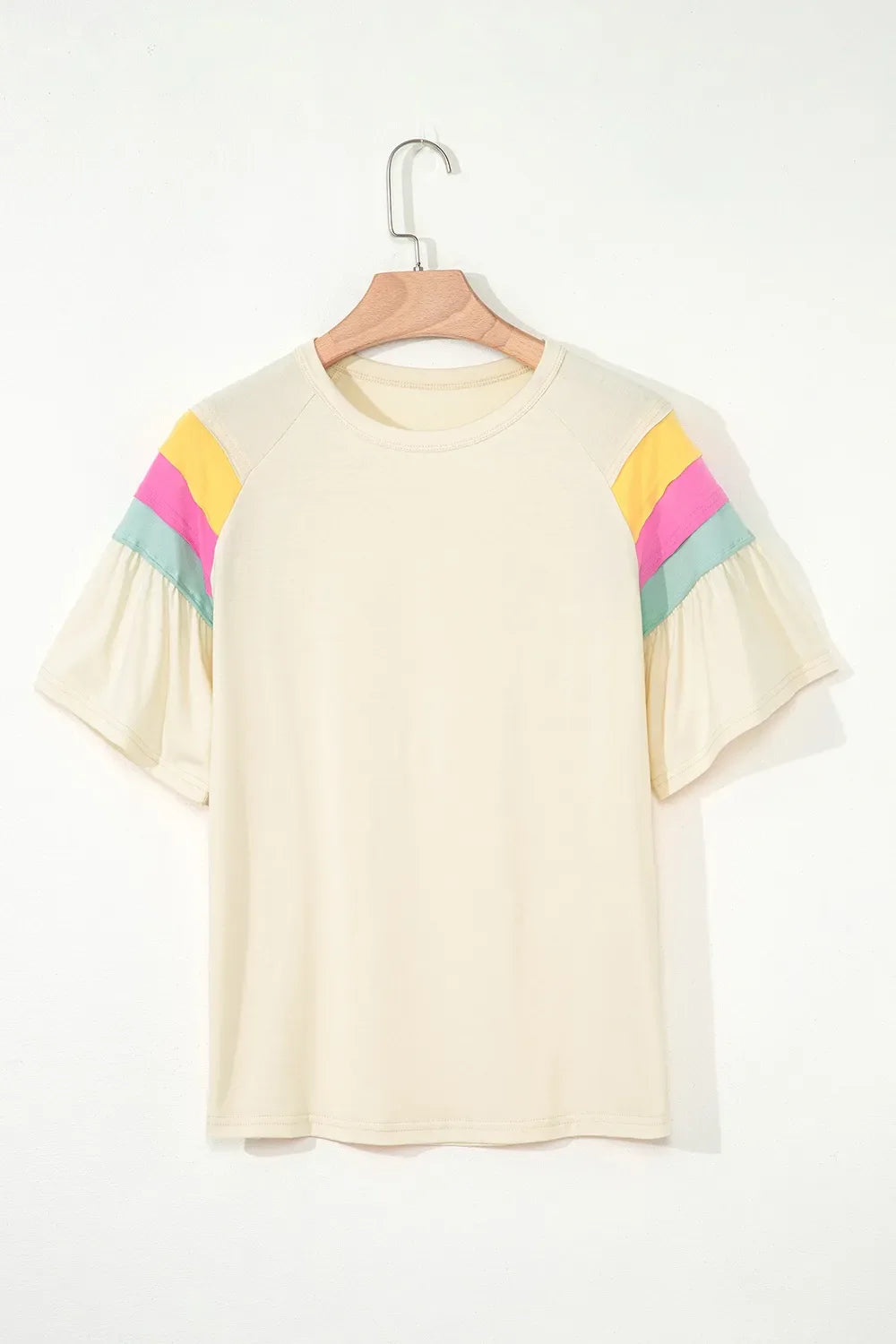 Color Block Stitched Sleeve Loose T Shirt