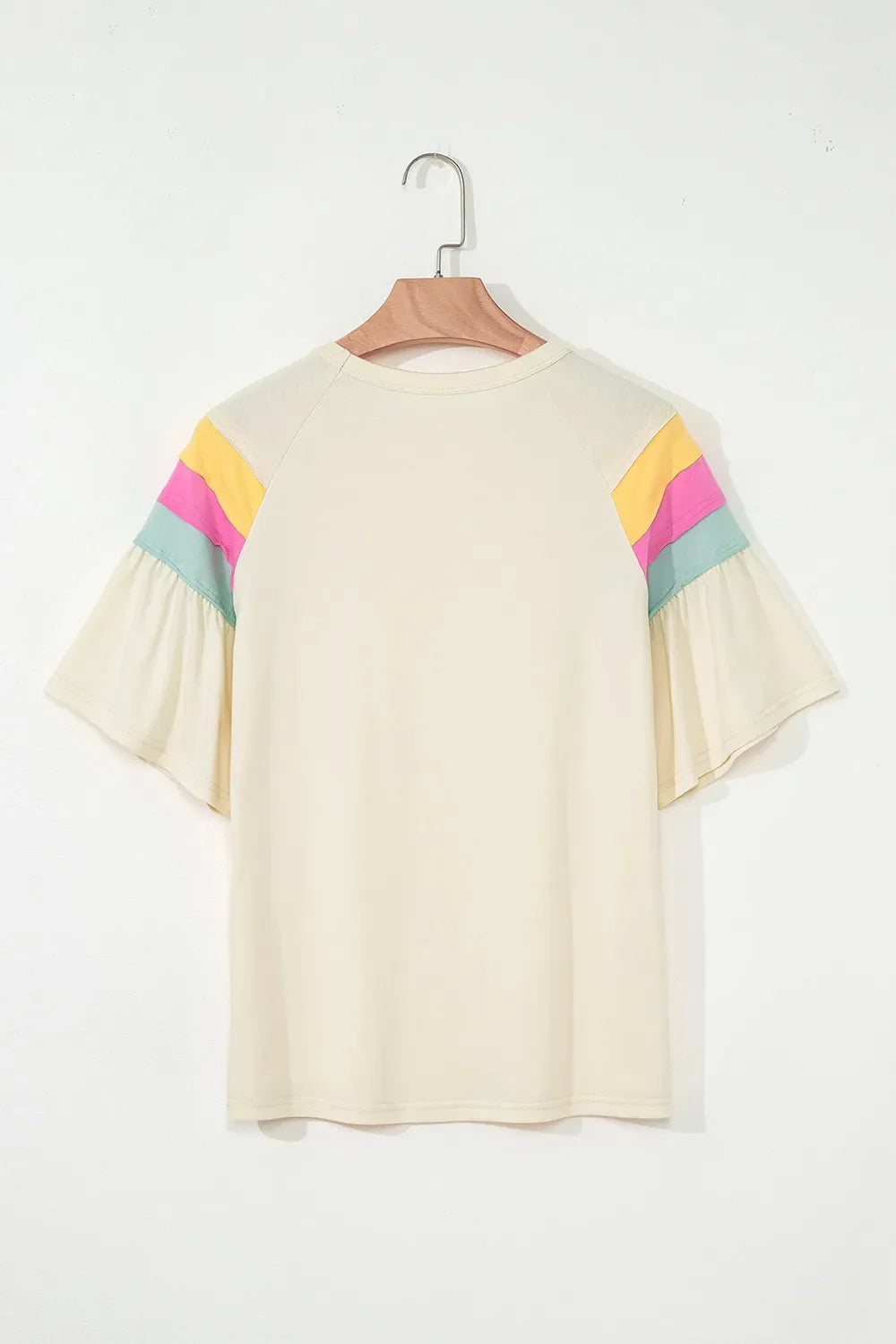 Color Block Stitched Sleeve Loose T Shirt